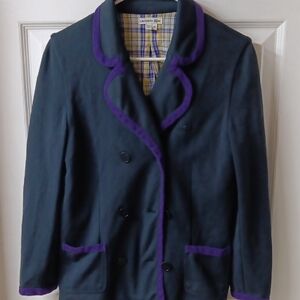 Lacoste Women's Dark Blue Blazer with Purple Accents